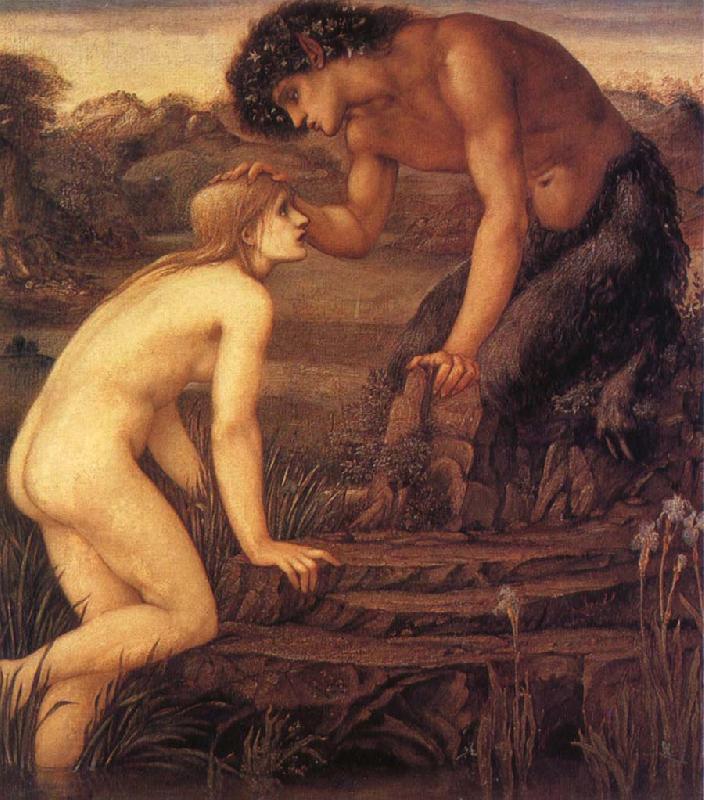 Sir Edward Coley Burne-Jones Pan and Psyche oil painting picture